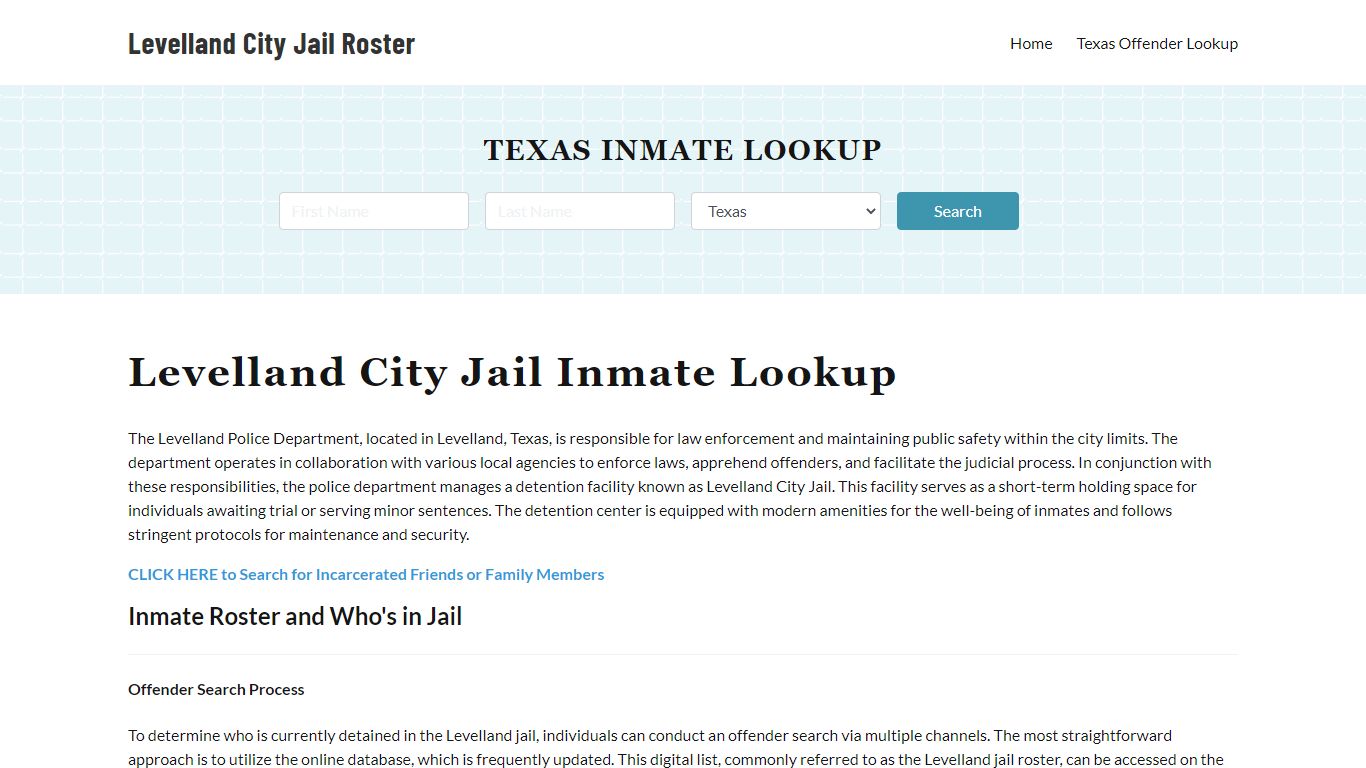 Levelland Police Department & City Jail, TX Inmate Roster, Arrests ...