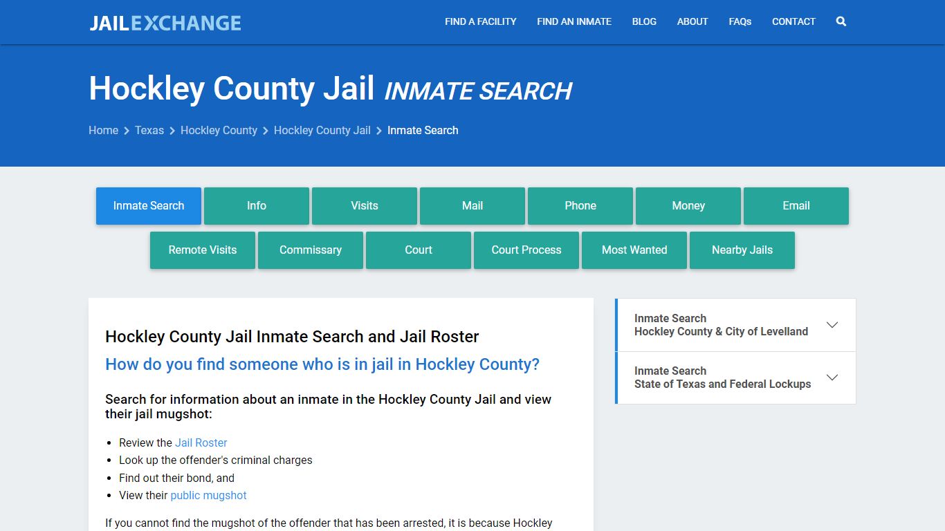 Inmate Search: Roster & Mugshots - Hockley County Jail, TX