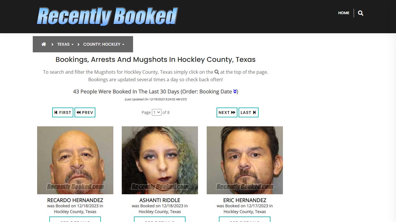 Recent bookings, Arrests, Mugshots in Hockley County, Texas